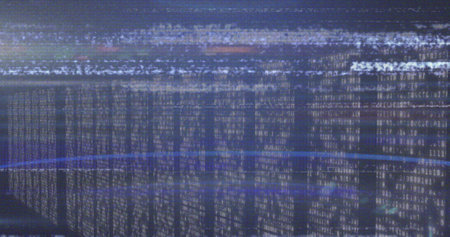 Image of interference over light spots. Global business and digital interface concept digitally...