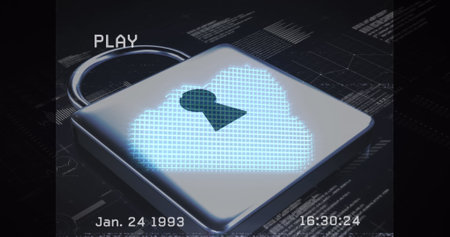 Image of data processing over padlock. Global business and digital interface concept digitally generated image.の写真素材