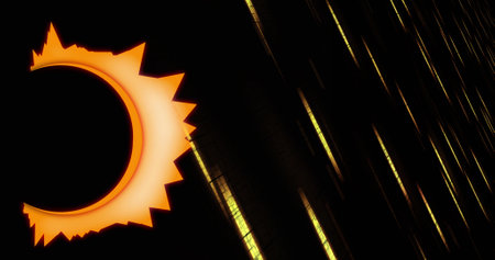 Images of moving yellow glowing shapes over black background. Movement, lights and shapes,...