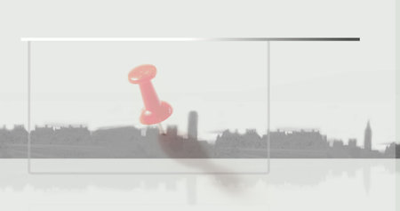 Image of frame and pin over cityscape. Global business and digital interface concept digitally generated image.の写真素材