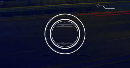 Image of data processing over road. Global business and digital interface concept digitally...
