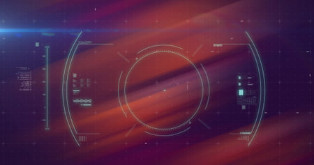 Illustration of radar with infographic interface and lens flare against abstract background. Copy...