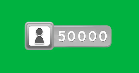 Image of 500000 users on green background. Social media, communication, connections, global network...