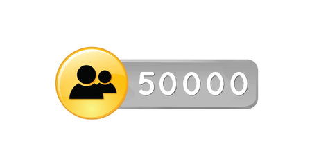 Image of 50000 users on white background. Social media, communication, network and new technology...