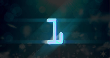 Image of blue retro digital number one in countdown with screen flare on black background. Countdown, anticipation, time and retro future concept digitally generated image.の写真素材