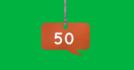 Image of 50 messages over green background. Social media, communication, connections, global network and new technology concept digitally generated video.の写真素材