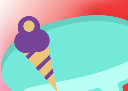Composition of ice cream icon over speech bubble with copy space. Abstract background and pattern concept digitally generated image.の写真素材