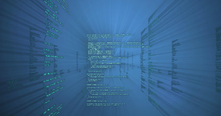 Image of data processing over computer servers. Global business, connections, computing and data...