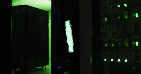 Image of data processing over computer servers. Global computing and data processing concept...