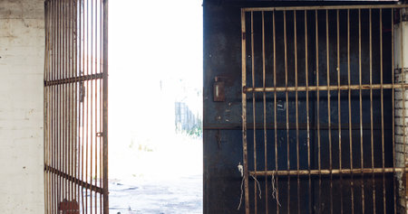 Close up of door, gate and wall with copy space. Texture, material, pattern and background concept.