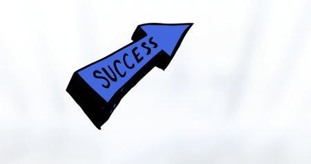Image of arrow with success text on white background. Global business and digital interface concept...