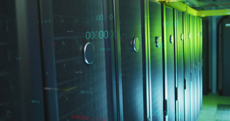 Image of data processing over computer servers. Global computing and data processing concept...