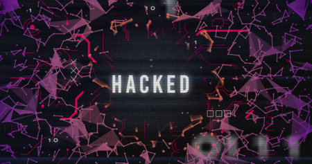 Image of hacked text and data processing. Global online security, virus cyber attack, computing and...