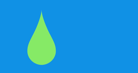Composition of green drop symbol and copy space over blue background. Global water shortage, business, networks and communication concept digitally generated image.の写真素材
