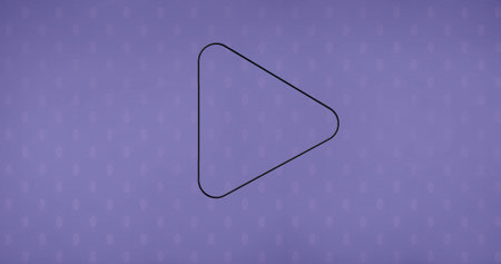 Composition of black outline play icon over purple background. Global social media, networks and communication concept digitally generated image.の写真素材