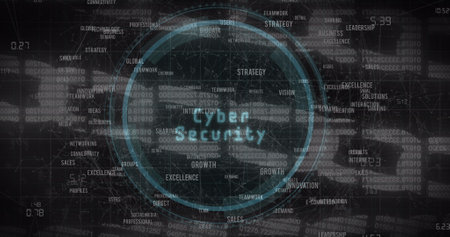 Composition of cyber security data processing over scope and chains. Global online computing and data processing concept digitally generated image.の写真素材