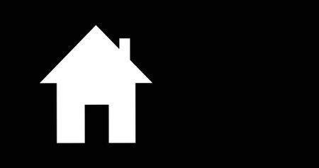 Image of house icon on black background with copy space. Social media and digital interface concept digitally generated image.の写真素材