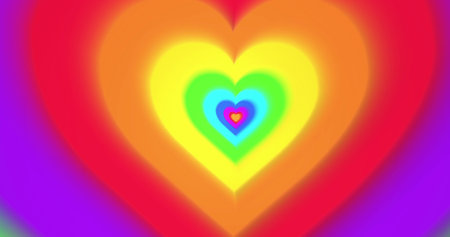 Image of digital tunnel of colourful hearts. Colours, pattern, heart and abstract background concept digitally generated image.の写真素材