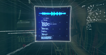 Image of data processing and connections on screen. Global computing, connections and data...