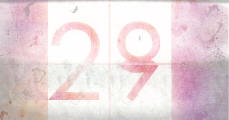 Image of number 29 on pink distressed background. Countdown, numbers and colour concept digitally...