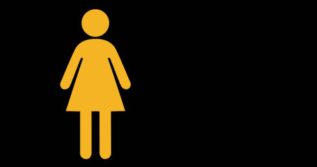 Composition of woman icon on black background with copy space. Social media and digital interface concept digitally generated image.の写真素材