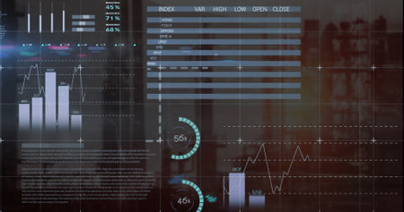 Image of data processing over server walking. Global business digital interface technology and...