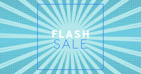 Composite of flash sale over frame and blue stripes. Sales, retail and communication concept digitally generated image.の写真素材
