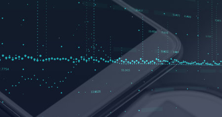 Image of data processing over smartphone. global business and digital interface concept digitally generated image.の写真素材