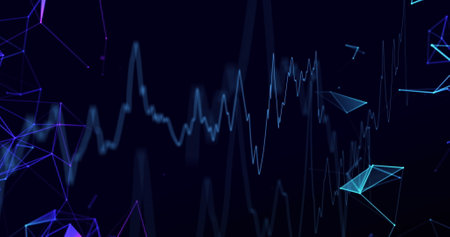 Image of financial data processing over black background. Global networks, business, finances,...