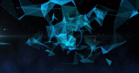 Image of networks of connection, data processing over grid and dark background. Global artificial...