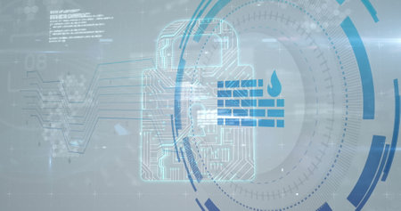 Image of wall and file icons over data processing on white background. Social media and digital...