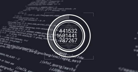Image of data processing over black background. Social media and digital interface concept digitally generated image.の写真素材