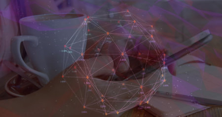 Image of network of digital icons over woman using smartphone. global social media, digital...