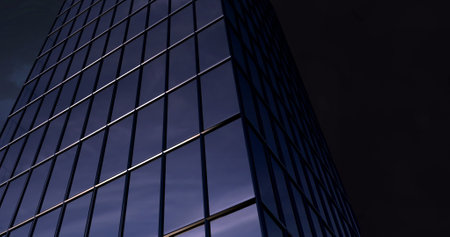 Digital image of a building with lightning in the sky with clouds in the background