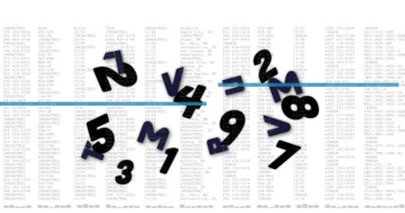 Image of numbers and data processing on white background. global science, technology and digital...
