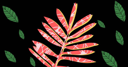 Image of leaves growing on black background. environment, sustainability, ecology, renewable energy,...