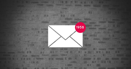 Message icon with numbers on a wall.の写真素材