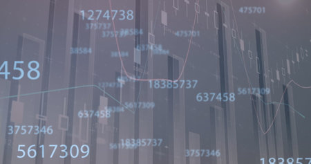 Image of digital interface with icons and data processing. Global computer network technology...