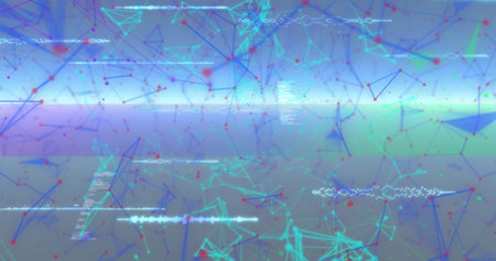 Image of network of connections over scanning scopes. global connections, data processing and...