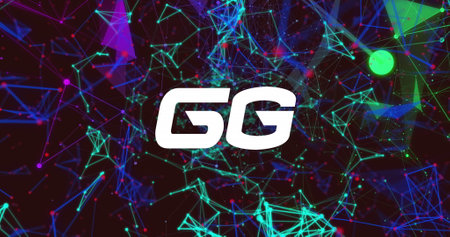 Image of 6g text, connections and computer data processing. Global networks, computing, digital...