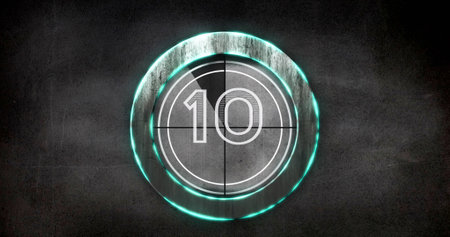 Image of countdown on black background. communication technology, data sharing and digital interface concept digitally generated image.の写真素材