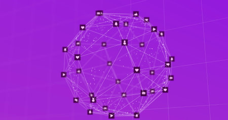 Image of network of connenctions and data processing on interface. digital interface, communication and technology concept digitally generated image.の写真素材