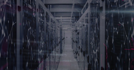 Image of connections and data processing over servers. Global network, data processing, digital...
