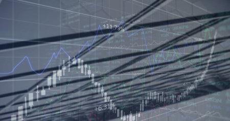 Image of financial data processing over cityscape. Global business and data processing concept...