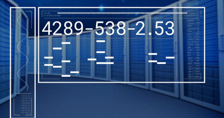 Image of data processing over computer servers. Global networks, connections, computing and data...