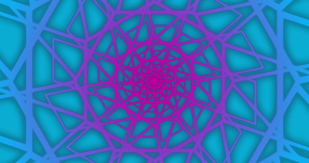 Image of neon vibrant pattern over blue background. Repetition, shape, pattern and colour concept...