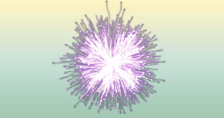 Image of purple trails moving and exploding on green background. Abstract background and pattern...