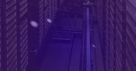 Image of digital data processing over servers. Global business, finances, computing and data...