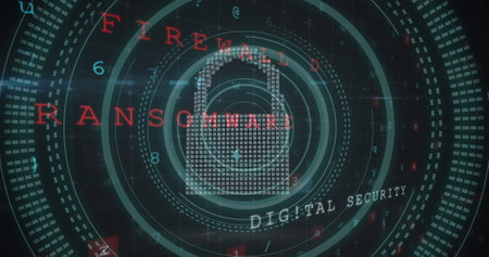 Image of security padlock icon against cyber security data processing. cyber security and business technology conceptの写真素材