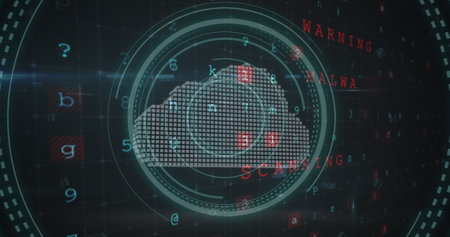 Image of security cloud icon against cyber security data processing. cyber security and business...